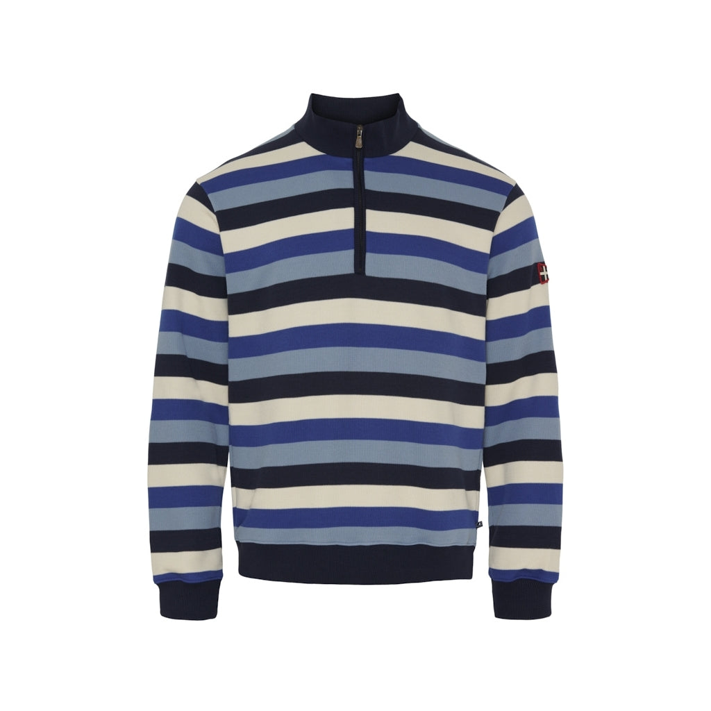 Sea Ranch Hutchinson med Lynlås Sweatshirts Mørk Navy Multi Strib