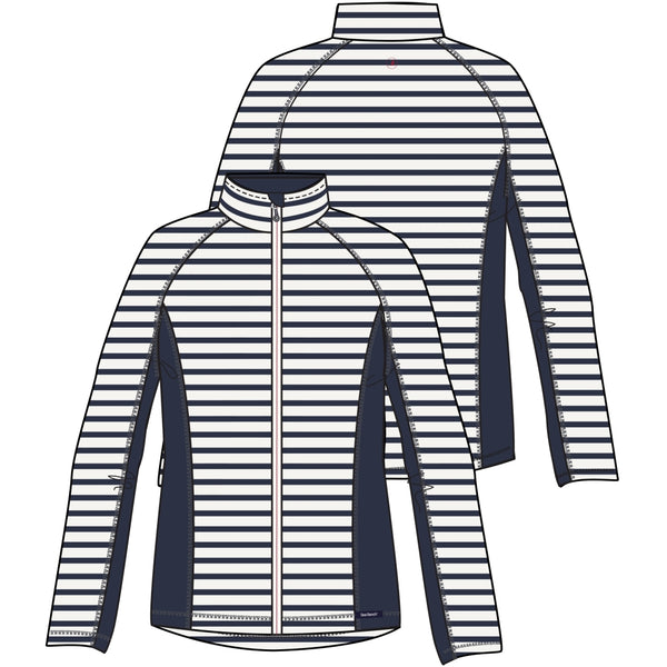 Sea Ranch Linn Full Zipper Langærmet Tee Perle/SR Navy