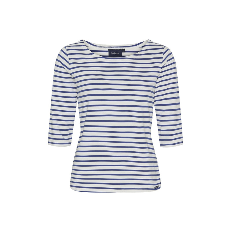 Sea Ranch Marina 3/4 ærme bluse med UV beskyttelse Langærmet Tee 1118 White / Monaco Blue