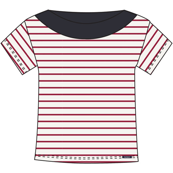 Sea Ranch Nova Stribet Kortærmet T-shirt T-shirts Pearl/SR Rød