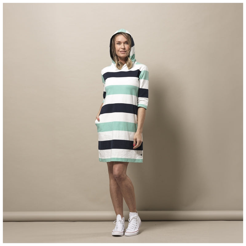 Sea Ranch Ronja Stribet 3/4 Ærmet Sweat Kjole Dresses / Shirts 5061 Mint Green / Pearl / Dark Navy
