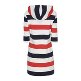 Sea Ranch Ronja Stribet 3/4 Ærmet Sweat Kjole Dresses / Shirts Rød/Pearl/SR Navy