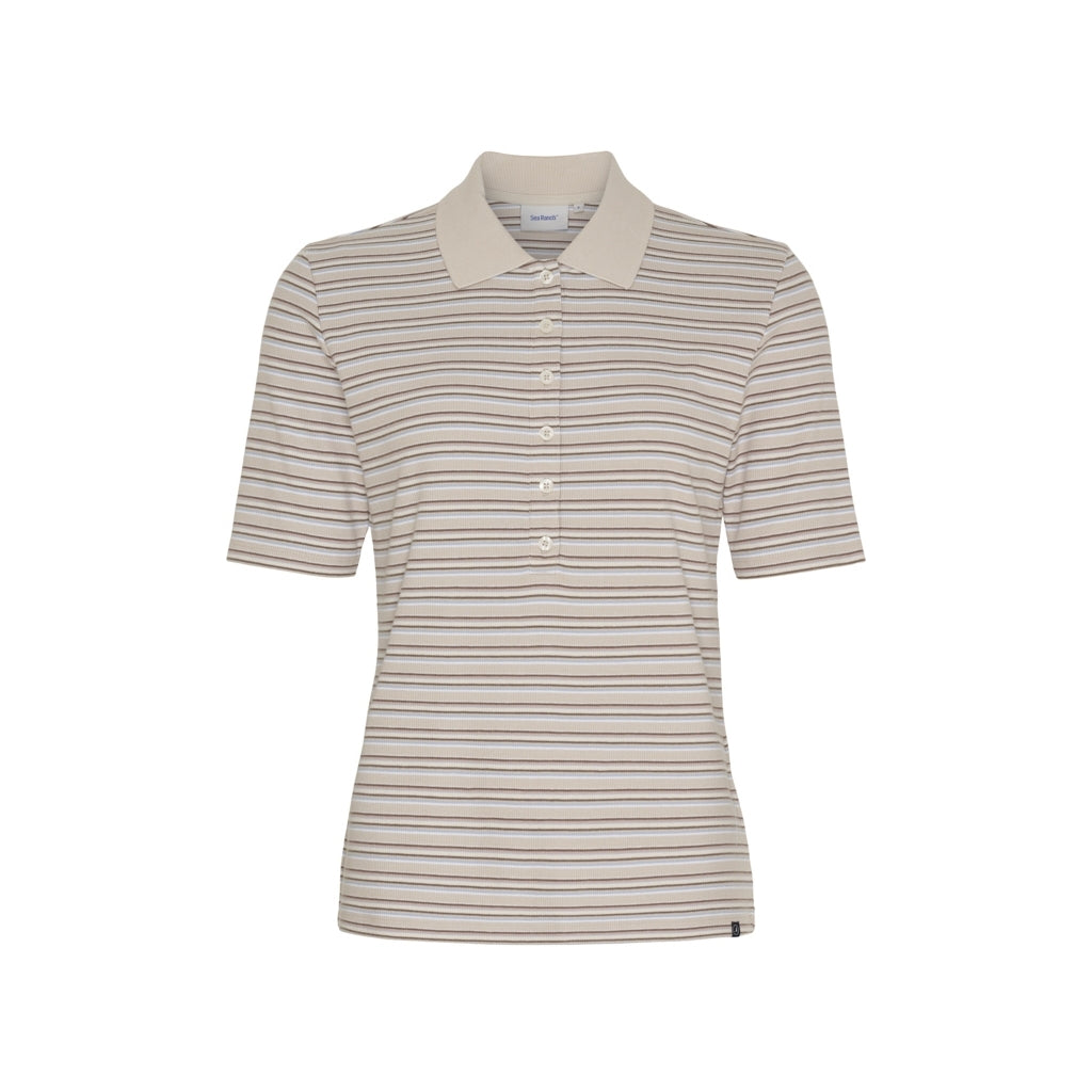 Sea Ranch SR_Miamaja T-shirts 8013 Multistripe Oxford Tan