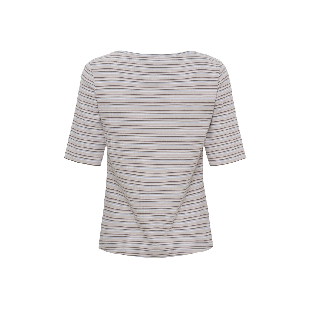 Sea Ranch SR_Mila T-shirts 8013 Multistripe Oxford Tan