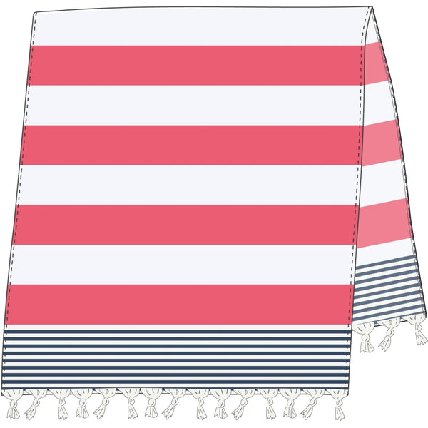 Sea Ranch Stribet Strandhåndklæde Håndklæder 3102 Calypso Coral