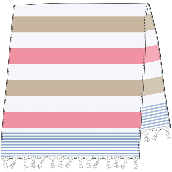 Sea Ranch Stribet Strandhåndklæde Håndklæder 8006 Multistripe Pink