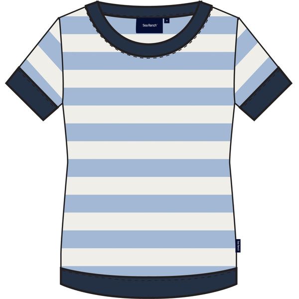 Sea Ranch Tonnere Stribet Kortærmet T-shirt T-shirts 1114 Pearl / Cashmere Blue
