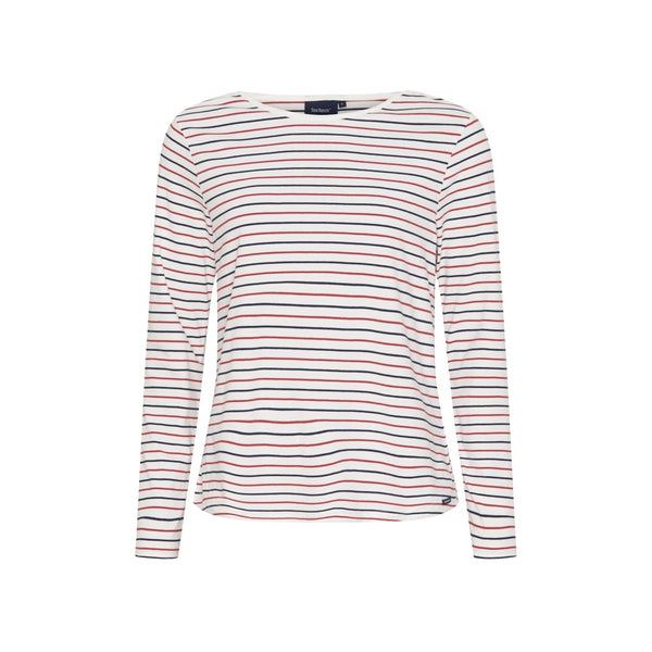 Sea Ranch Amelie Stribet Langærmet T-shirt Langærmet Tee Pearl/SR Navy/Rød