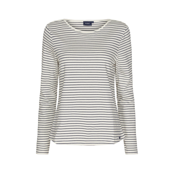 Sea Ranch Amelie Stribet Langærmet T-shirt Langærmet Tee Perle/SR Navy