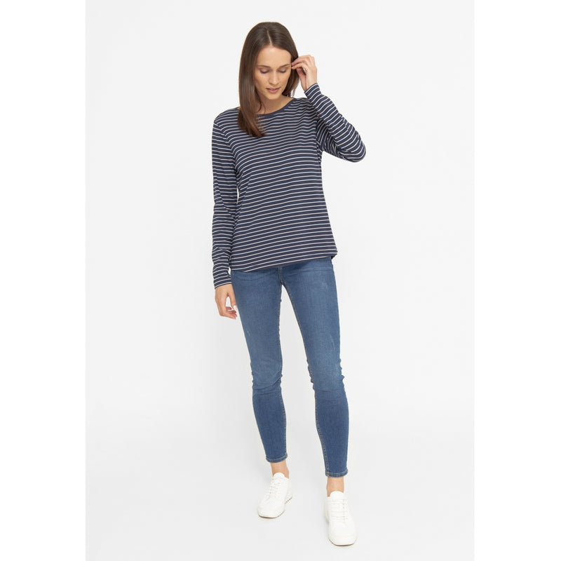 Sea Ranch Amelie Stribet Langærmet T-shirt Langærmet Tee SR Navy/Lys Mauve