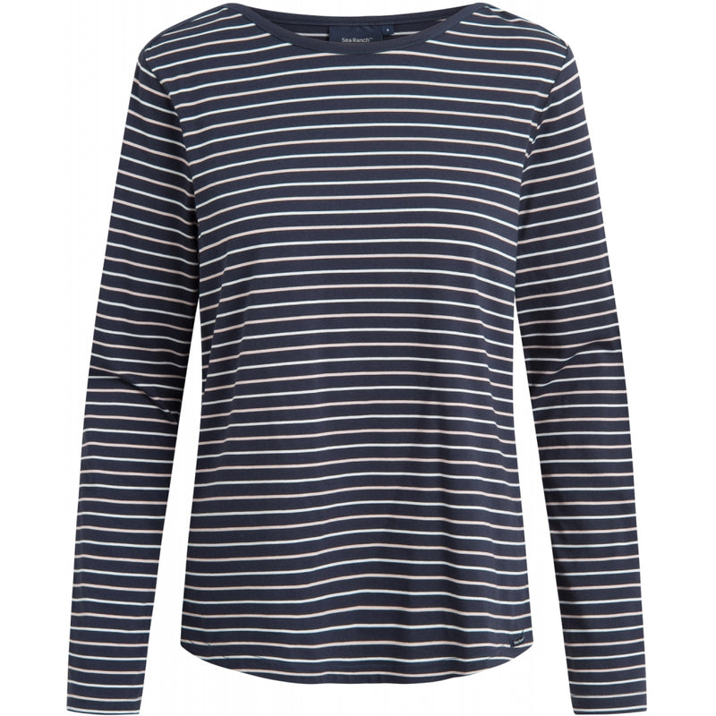 Sea Ranch Amelie Stribet Langærmet T-shirt Langærmet Tee SR Navy/Lys Mauve