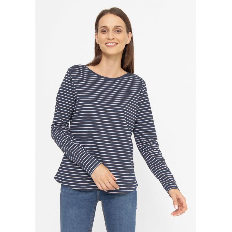 Sea Ranch Amelie Stribet Langærmet T-shirt Langærmet Tee SR Navy/Lys Mauve