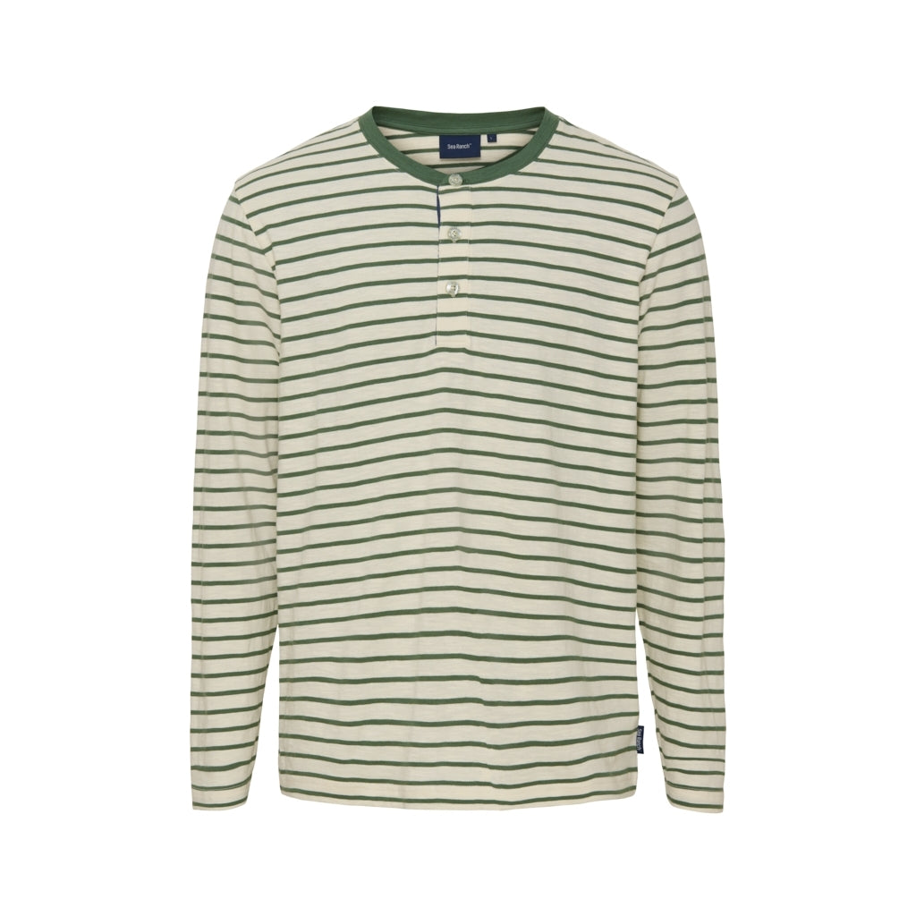 Sea Ranch Bernard T-shirt Langærmet Tee 5027 Ecru/Duck Green