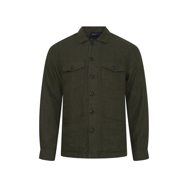 Sea Ranch Bo Linen Overshirt Skjorter Mørke Olive Grøn