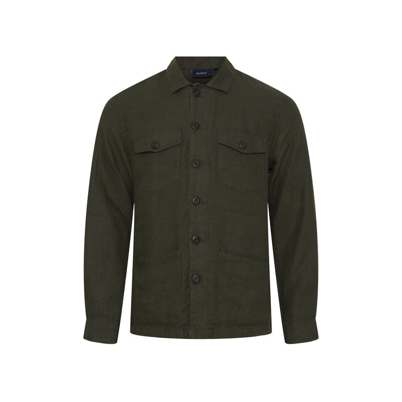 Sea Ranch Bo Linen Overshirt Skjorter Mørke Olive Grøn