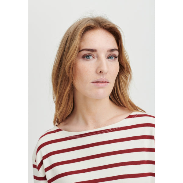 Redgreen Women Claudia T-shirt Langærmet Tee 147 Dark Red Stripe