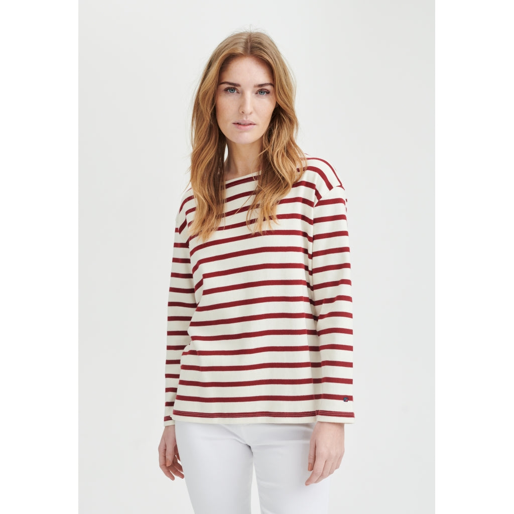 Redgreen Women Claudia T-shirt Langærmet Tee 147 Dark Red Stripe