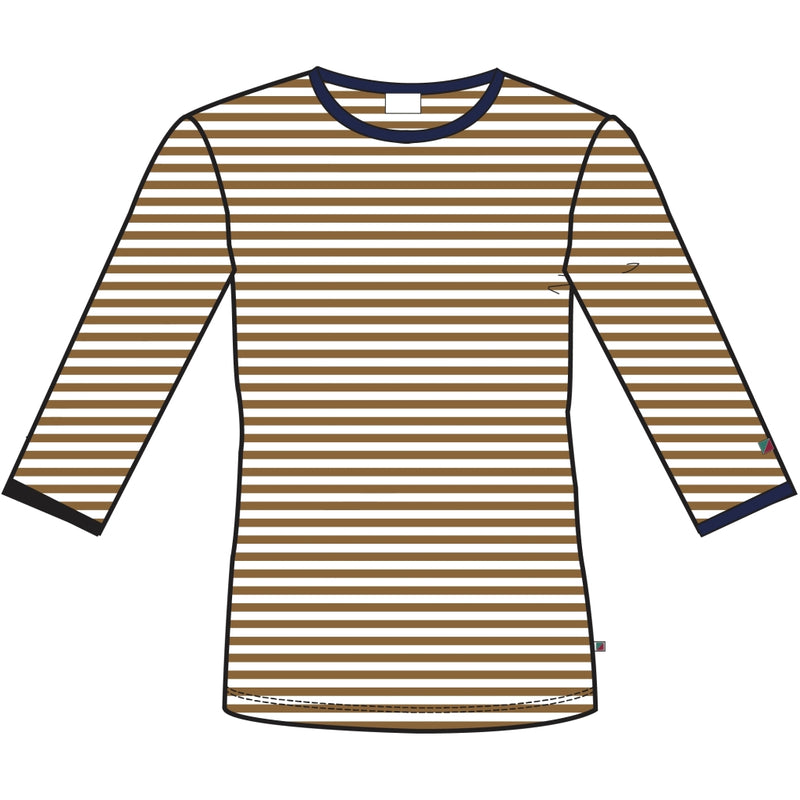 Redgreen Women Cornelia 3/4 Sleeve T-shirt T-shirts 126 Light Brown Stripe