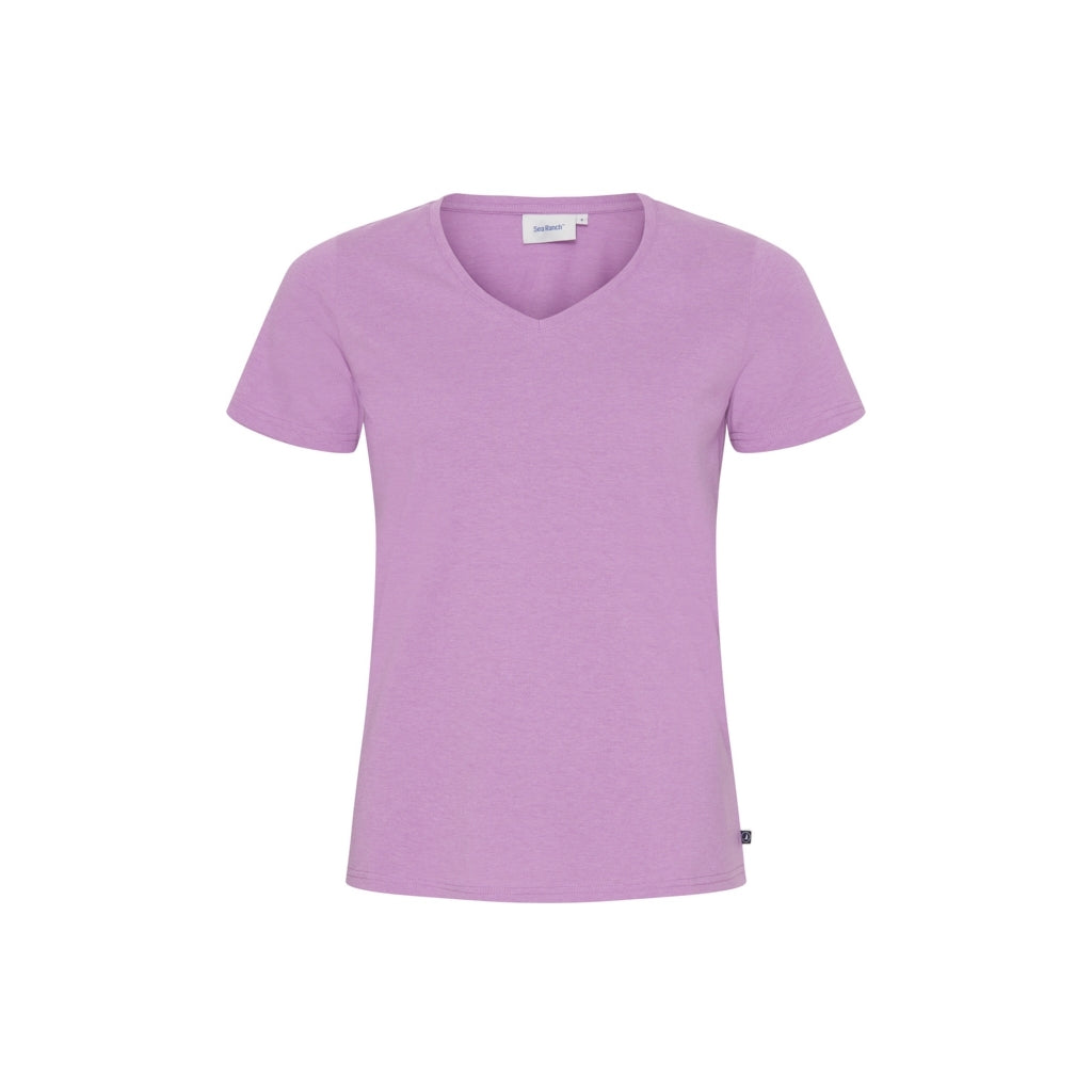 Sea Ranch Dorthea Organic Cotton V-Neck tee T-shirts 3079 Violet