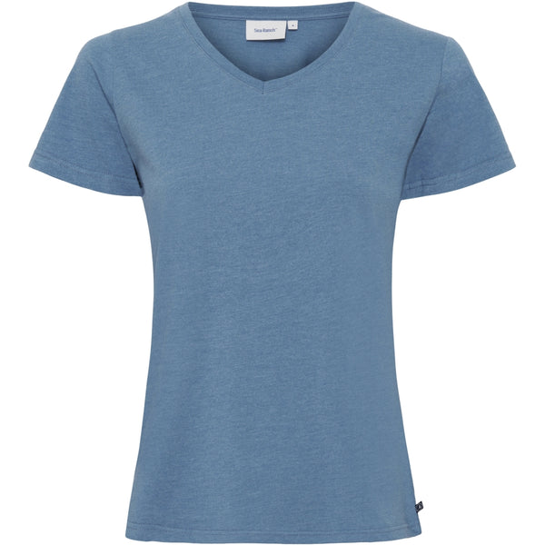 Sea Ranch Dorthea Organic Cotton V-Neck tee T-shirts 4172 Federal Blue