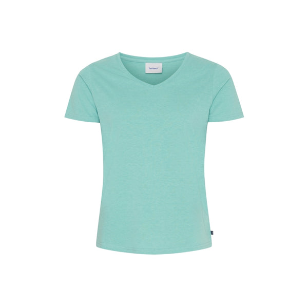 Sea Ranch Dorthea Organic Cotton V-Neck tee T-shirts Aqua Blå