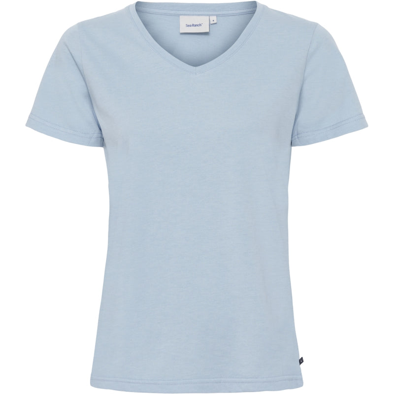 Sea Ranch Dorthea Organic Cotton V-Neck tee T-shirts Pulverblå