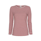 Frances langærmet t-shirt - Light Red Stripe