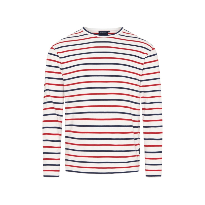 Sea Ranch Grenaa Stribet Langærmet T-shirt Langærmet Tee Pearl/SR Navy/Rød