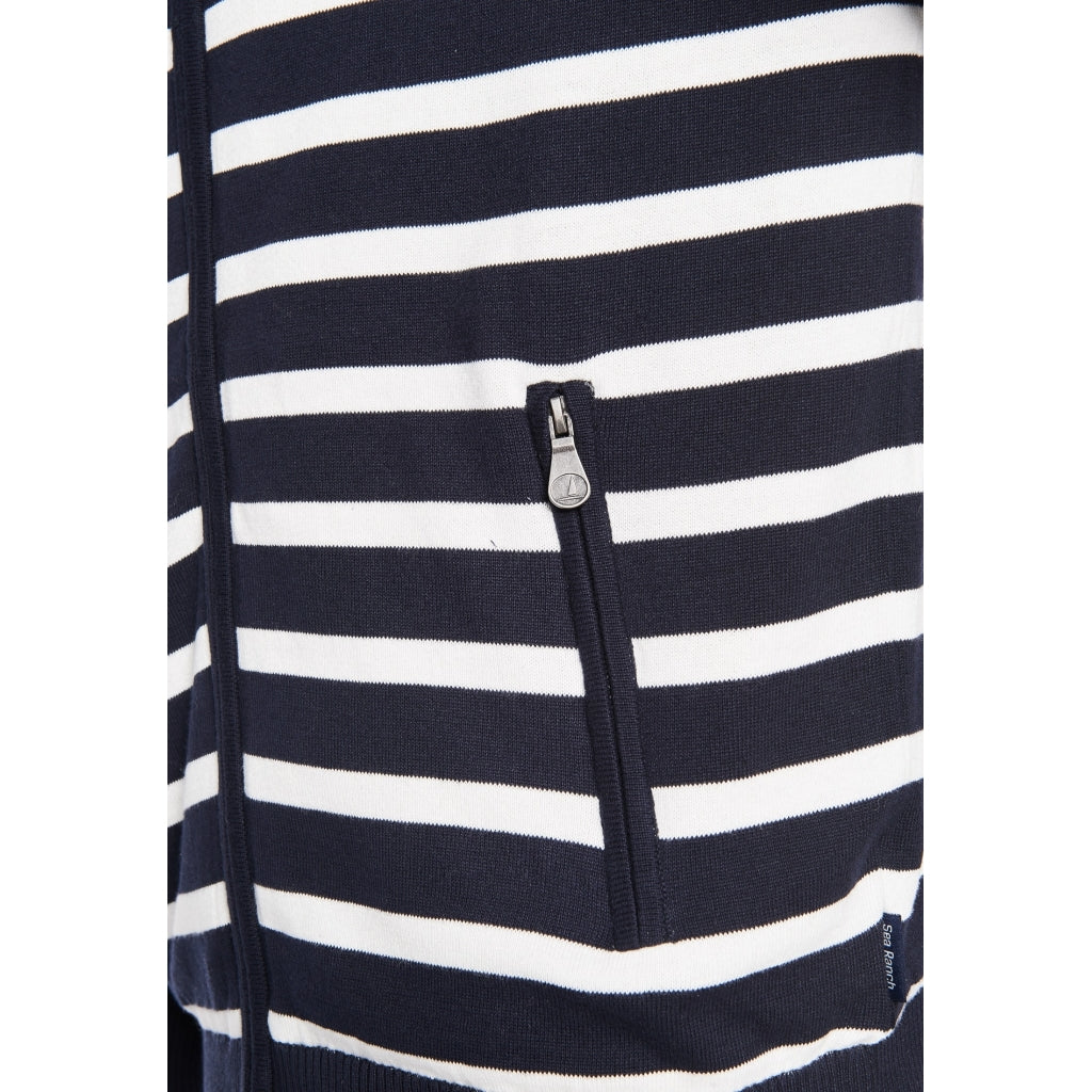Sea Ranch Haakon Stribet Strik Cardigan - Windbreaker Windbreaker Mørk Navy/Pearl