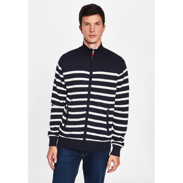 Sea Ranch Haakon Stribet Strik Cardigan - Windbreaker Windbreaker Mørk Navy/Pearl