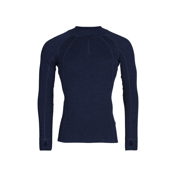 Sea Ranch Herre Merino uldtrøje med Lynlås Undertøj 4215 Navy Marle