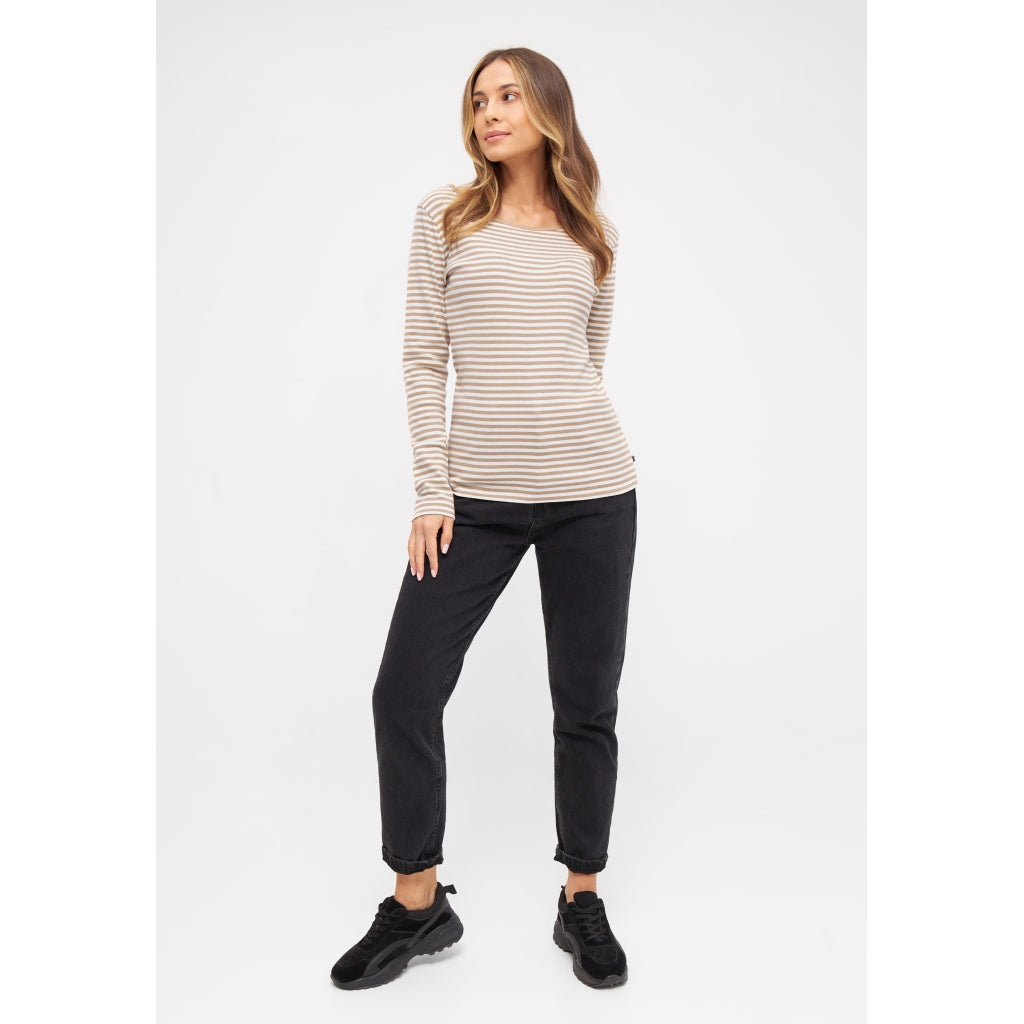 Sea Ranch Josefine Langærmet T-shirt Langærmet Tee 1988 Camel / Pearl