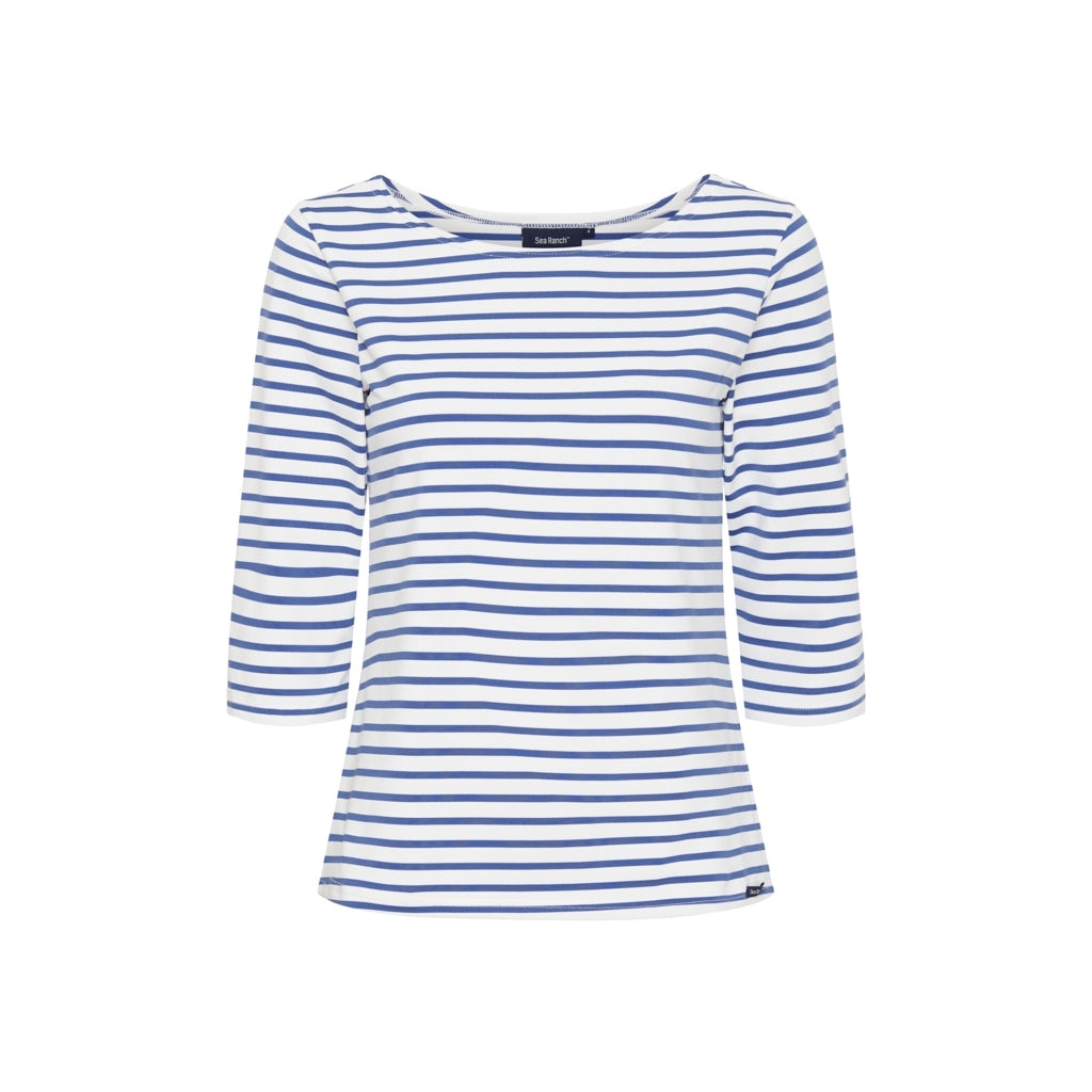 Sea Ranch Marina 3/4 ærme bluse med UV beskyttelse Langærmet Tee 1084 White/Federal Blue
