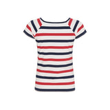 Sea Ranch Melanie Stribet Kortærmet T-shirt T-shirts Pearl/SR Navy/Rød