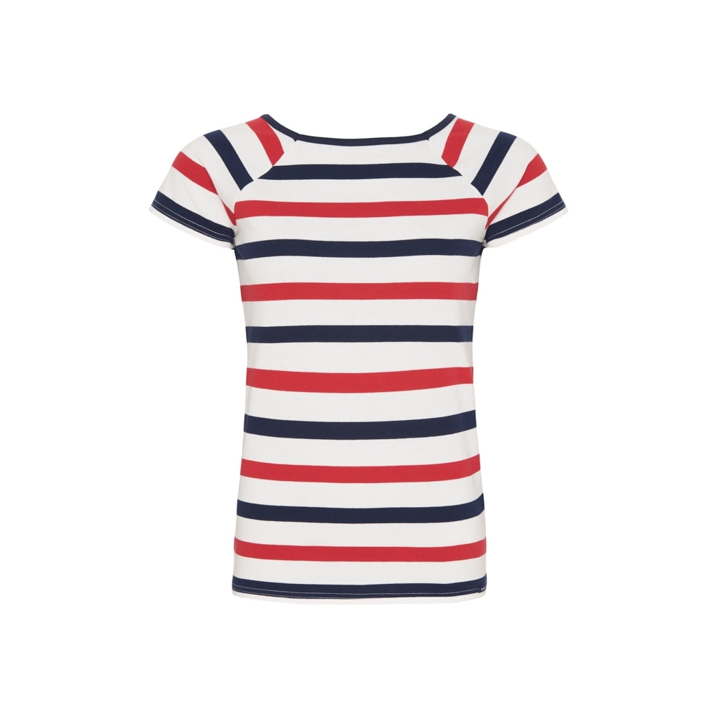 Sea Ranch Melanie Stribet Kortærmet T-shirt T-shirts Pearl/SR Navy/Rød