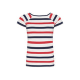 Sea Ranch Melanie Stribet Kortærmet T-shirt T-shirts Pearl/SR Navy/Rød