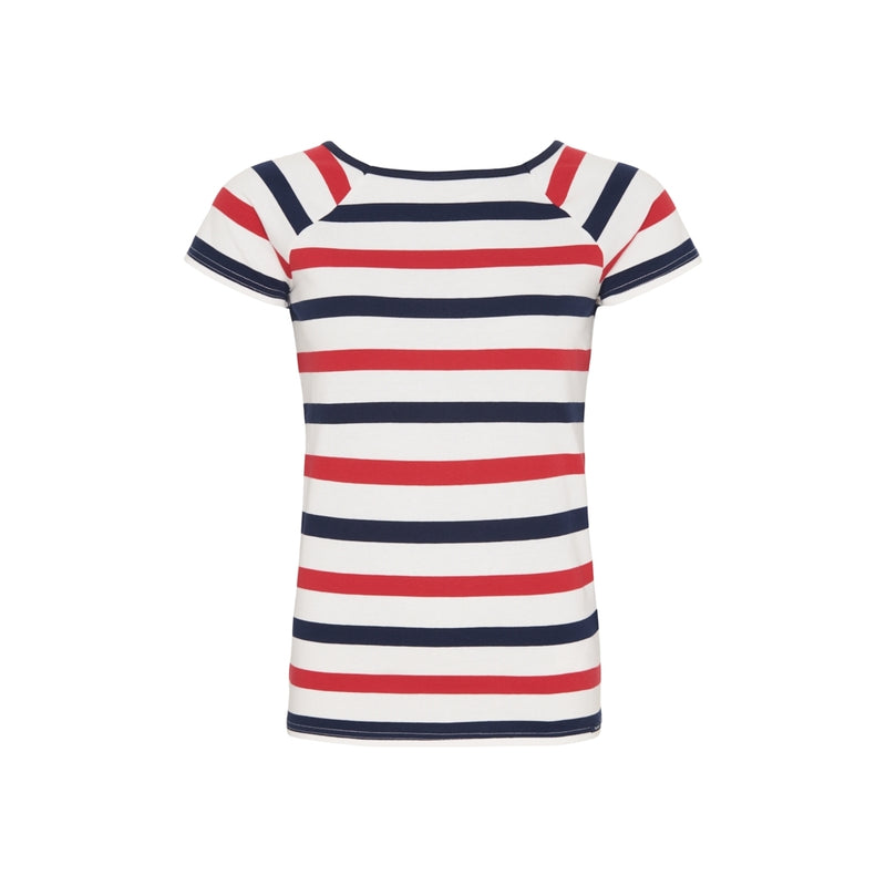 Sea Ranch Melanie Stribet Kortærmet T-shirt T-shirts Pearl/SR Navy/Rød